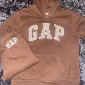 GAP Brown Hoodie with Cream Logo Applique